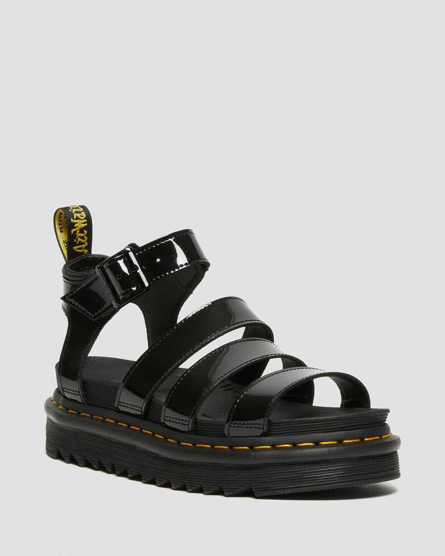 Dr. Martens Blaire Patent Lær Gladiator Platform Sandaler Dame Svart [9341NMCAV]